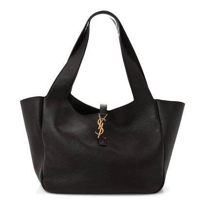 Saint Laurent Grained Deerskin Bea Tote Sweet Chocolate