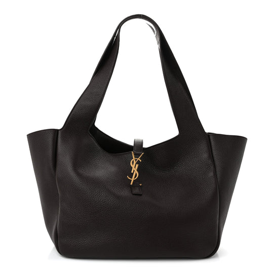 Saint Laurent Grained Deerskin Bea Tote Sweet Chocolate