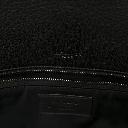 Saint Laurent Grained Lambskin Monogram Large Niki Chain Satchel Black