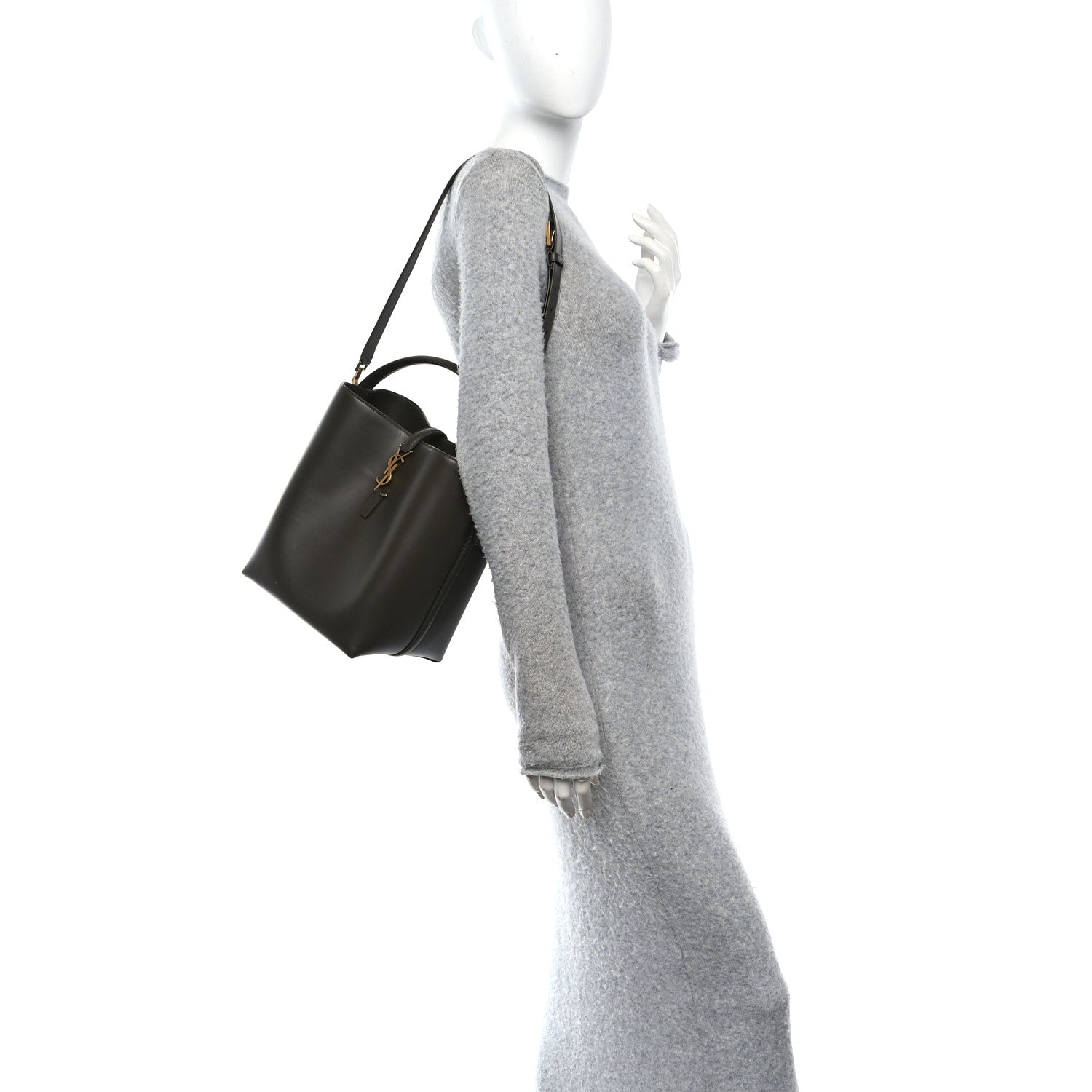 Saint Laurent Shiny Calfskin Le 37 Bucket Bag Deep Musk