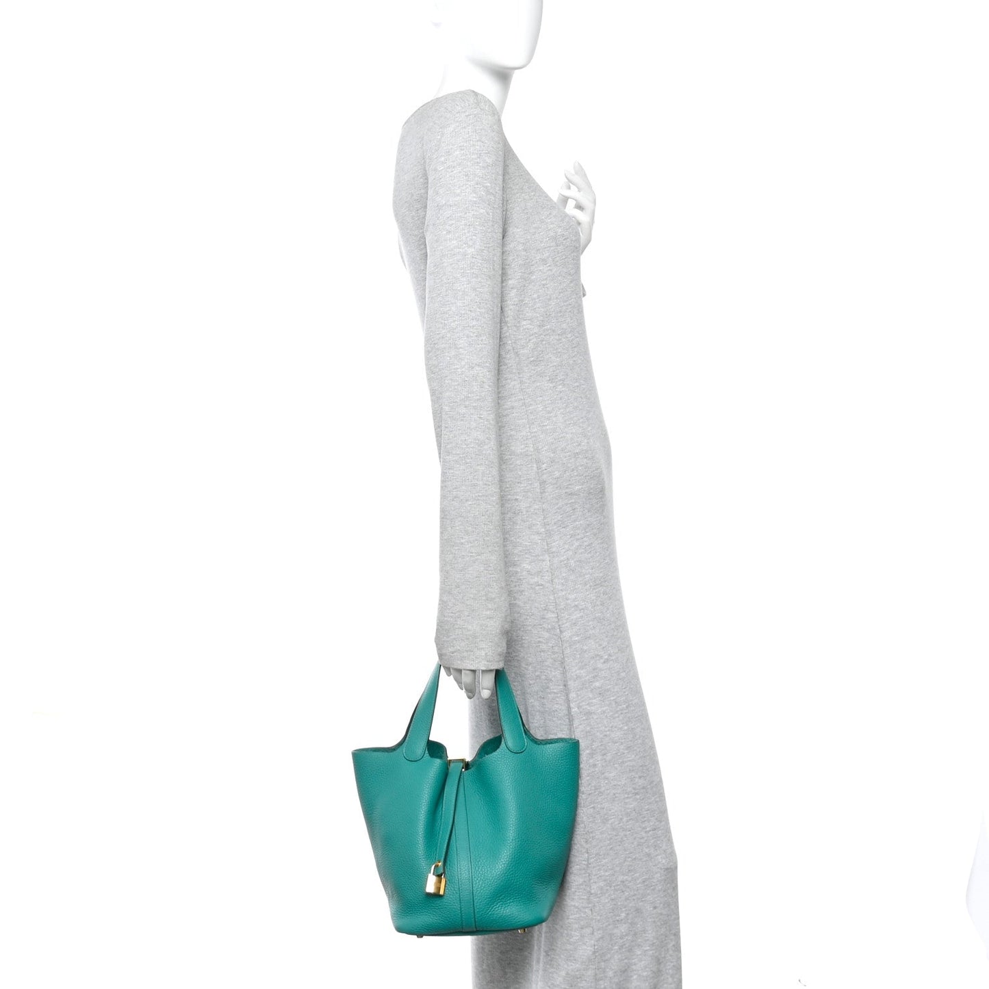 Picotin Lock 18 PM Tote in Green Clemence Leather