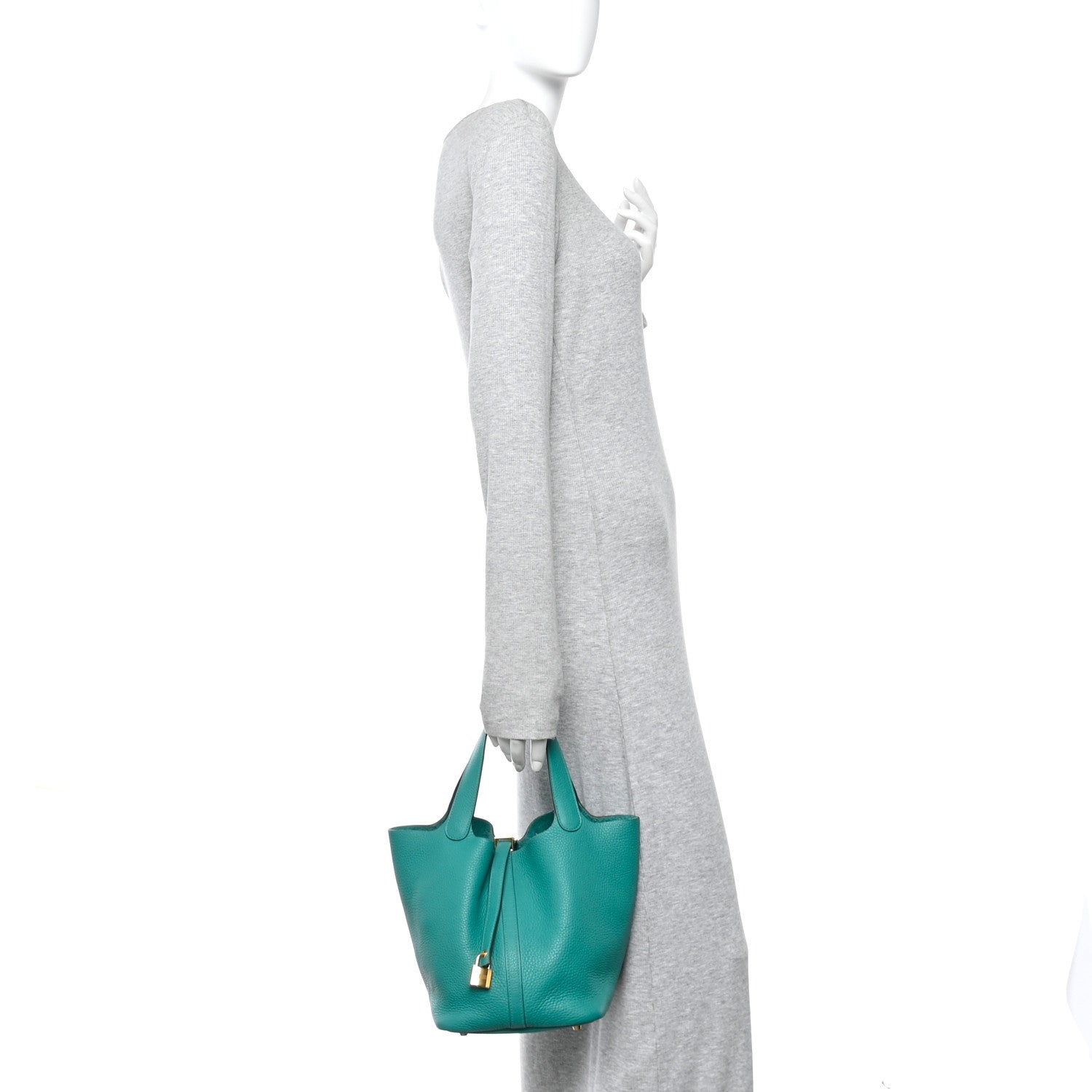 Picotin Lock 18 PM Tote in Green Clemence Leather