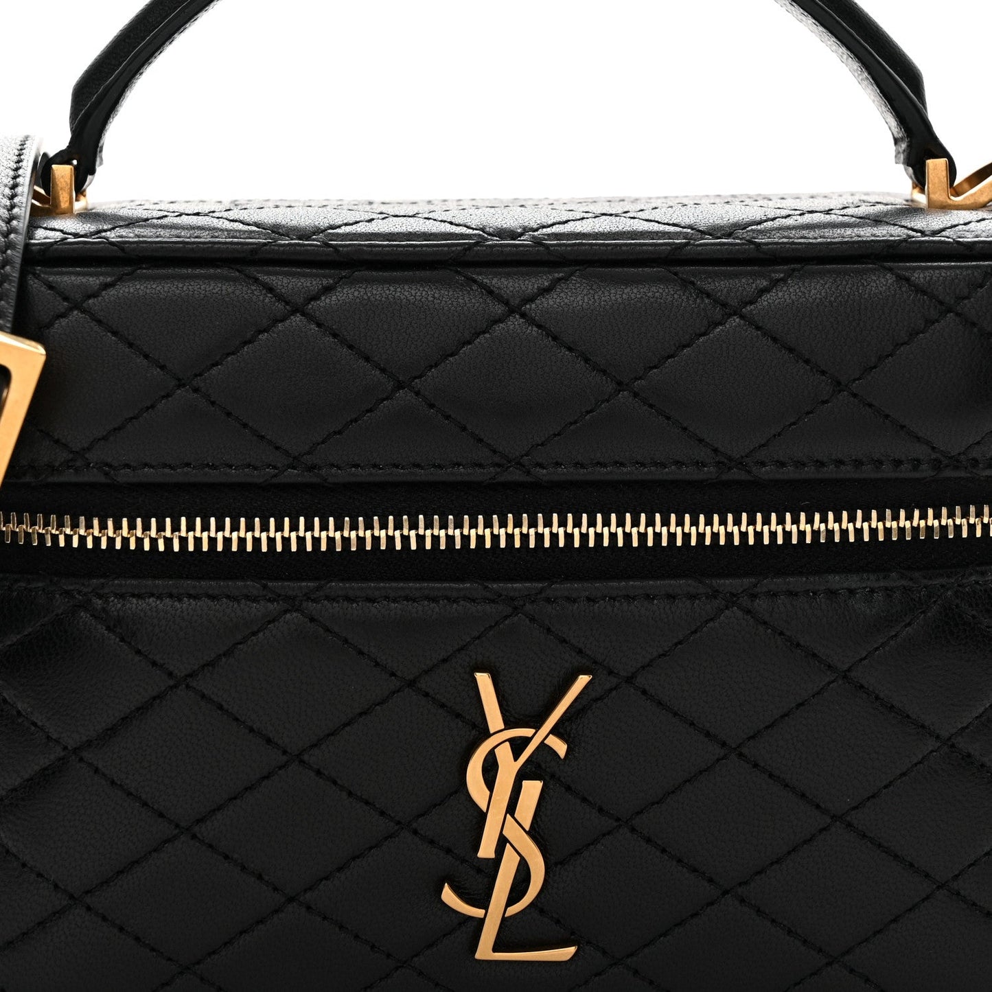 Saint Laurent Lambskin Quilted Mini Gaby Vanity Case Black