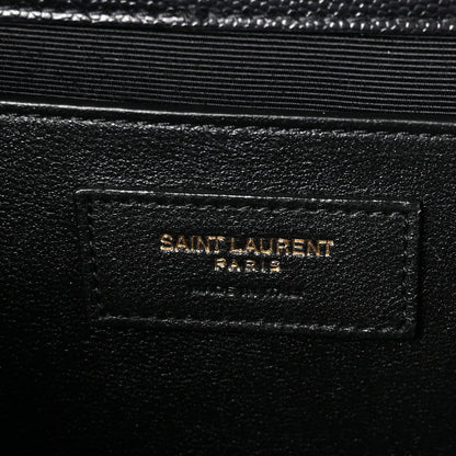 Saint Laurent Grain De Poudre Textured Matelasse Triquilt Medium Satchel Black