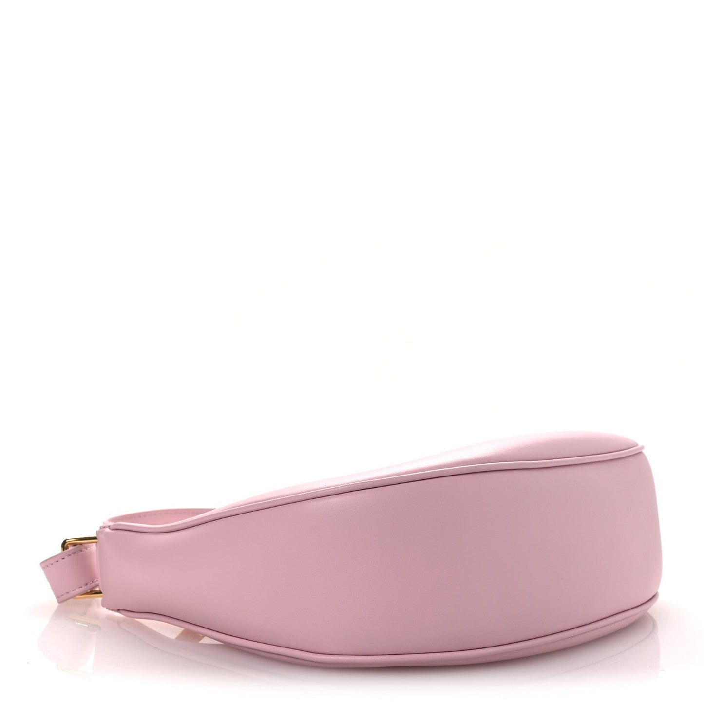 Celine smooth calfskin Ava shoulder bag, pastel pink side profile and base seam