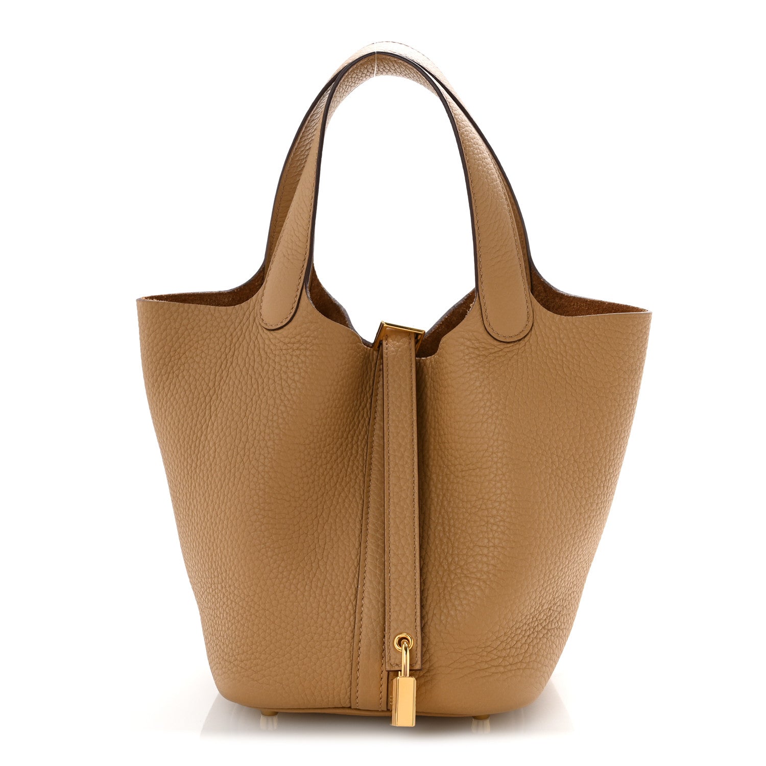 Picotin Lock 18 PM Bucket Bag Taurillon Clemence Leather Biscuit