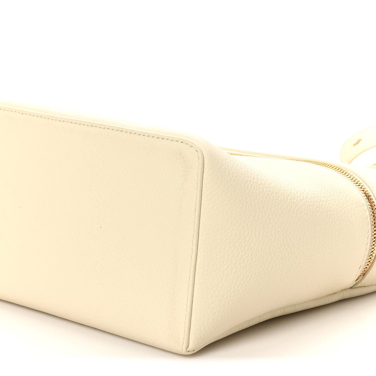 Loro Piana grained calfskin extra pocket pouch in whisper white, corner view