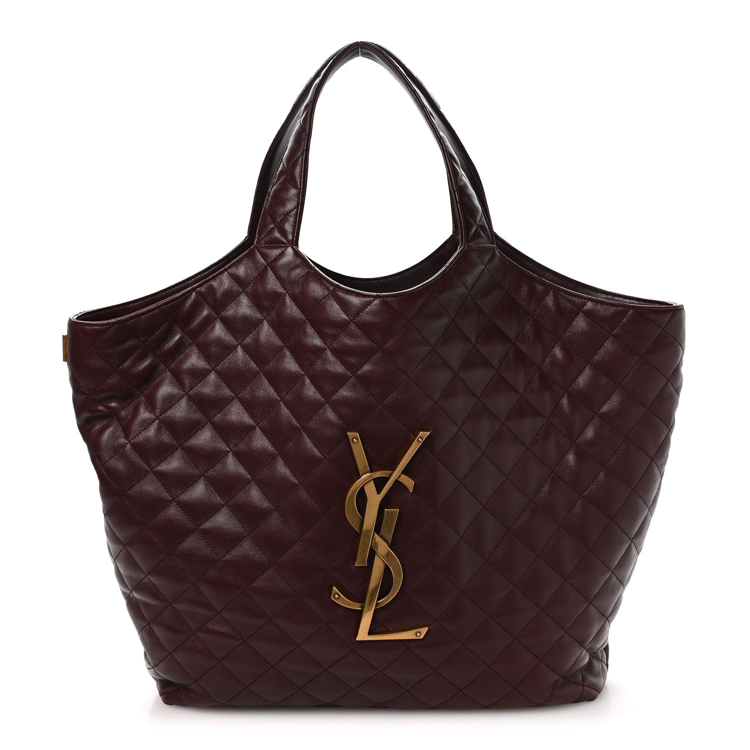 Saint Laurent Lambskin Quilted Maxi Icare Shopping Tote Rouge Cabernet