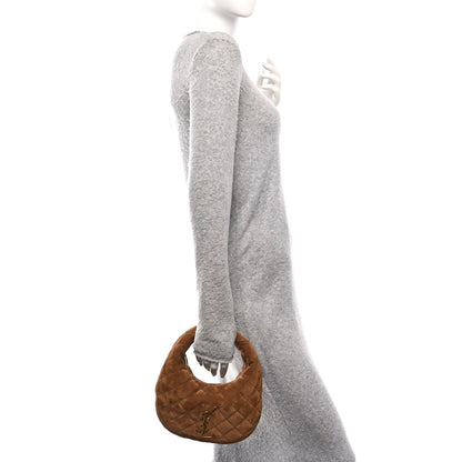 Saint Laurent Suede Quilted Icarino Tote Bag Cognac