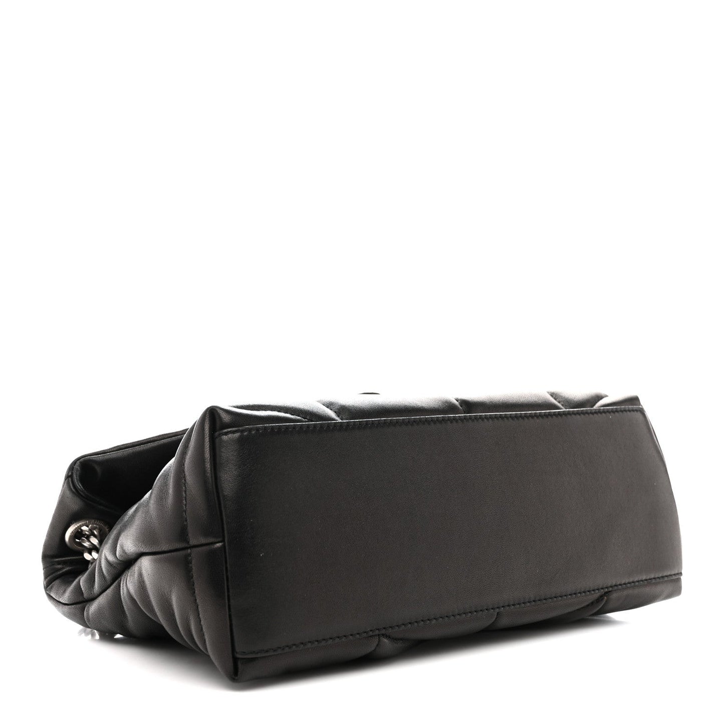 Saint Laurent Lambskin Quilted Small Loulou Puffer Monogram Chain Satchel Black