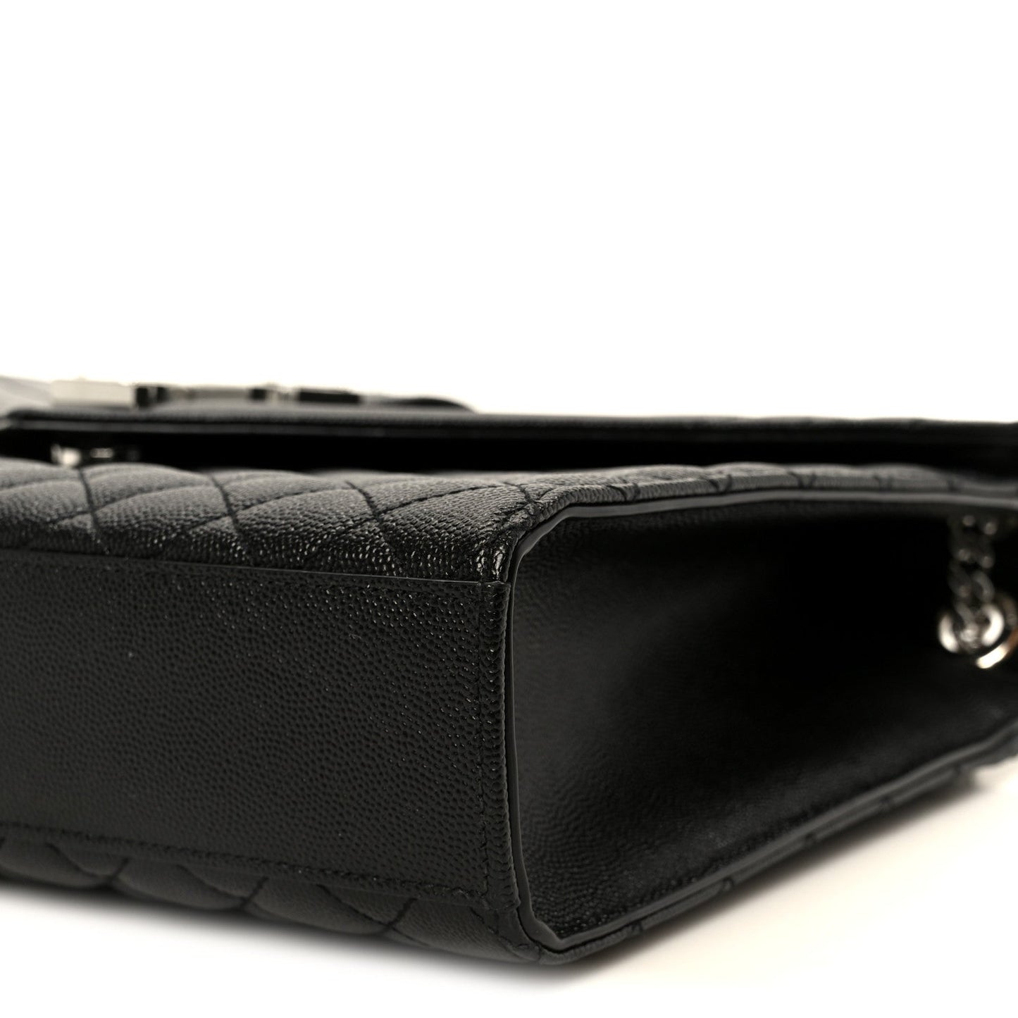 Saint Laurent Grain De Poudre Triquilt Monogram Large Satchel Black