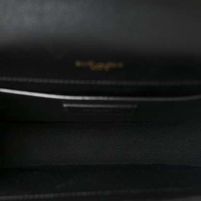 Saint Laurent Grain De Poudre Matelasse Triquilt Medium Monogram Satchel Black