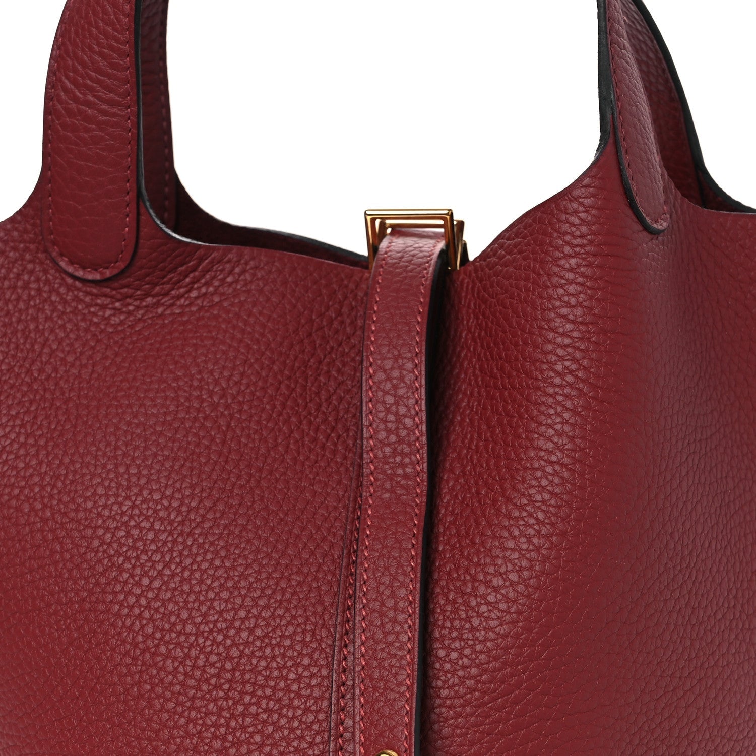 Taurillon Clemence Picotin Lock 18 PM Grained Calfskin Leather Tote Rouge H