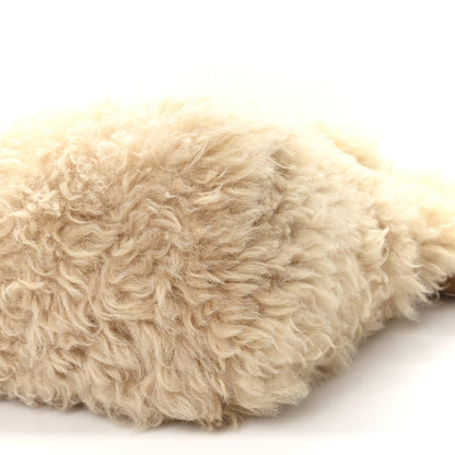 SAINT LAURENT Shearling Shoulder Bag Natural