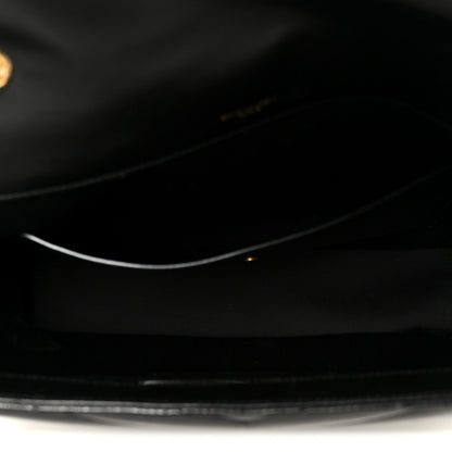 Saint Laurent Lambskin Chevron Quilted Large LouLou Shoulder Bag Black