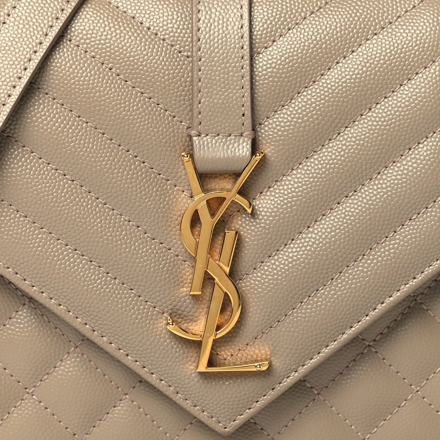 Saint Laurent Grain de Poudre Matelasse Medium Triquilt Satchel Dusty Grey
