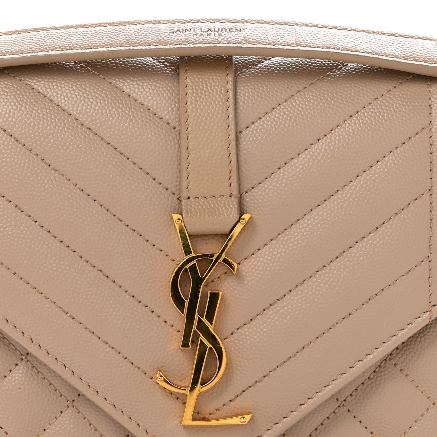 Saint Laurent YSL Monogram Quilted Satchel Medium Dark Beige