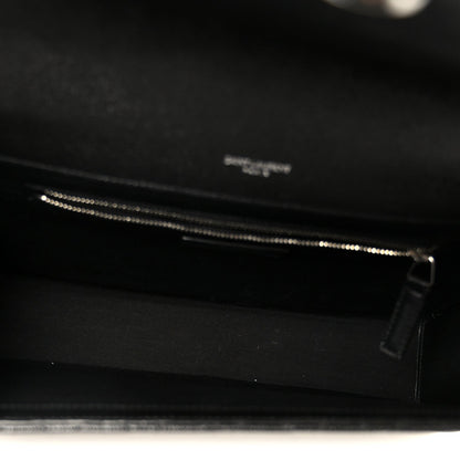 Saint Laurent Grain De Poudre Triquilt Monogram Large Satchel Black