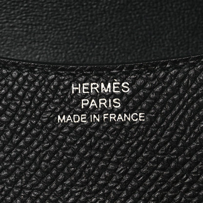 Black leather wallet lining with HERMÈS PARIS MADE IN FRANCE text