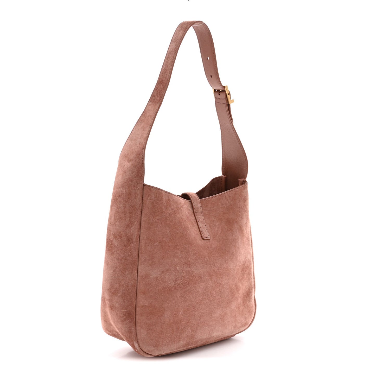 Saint Laurent Suede Calfskin Small Le 5 A 7 Soft Hobo Barley Pink