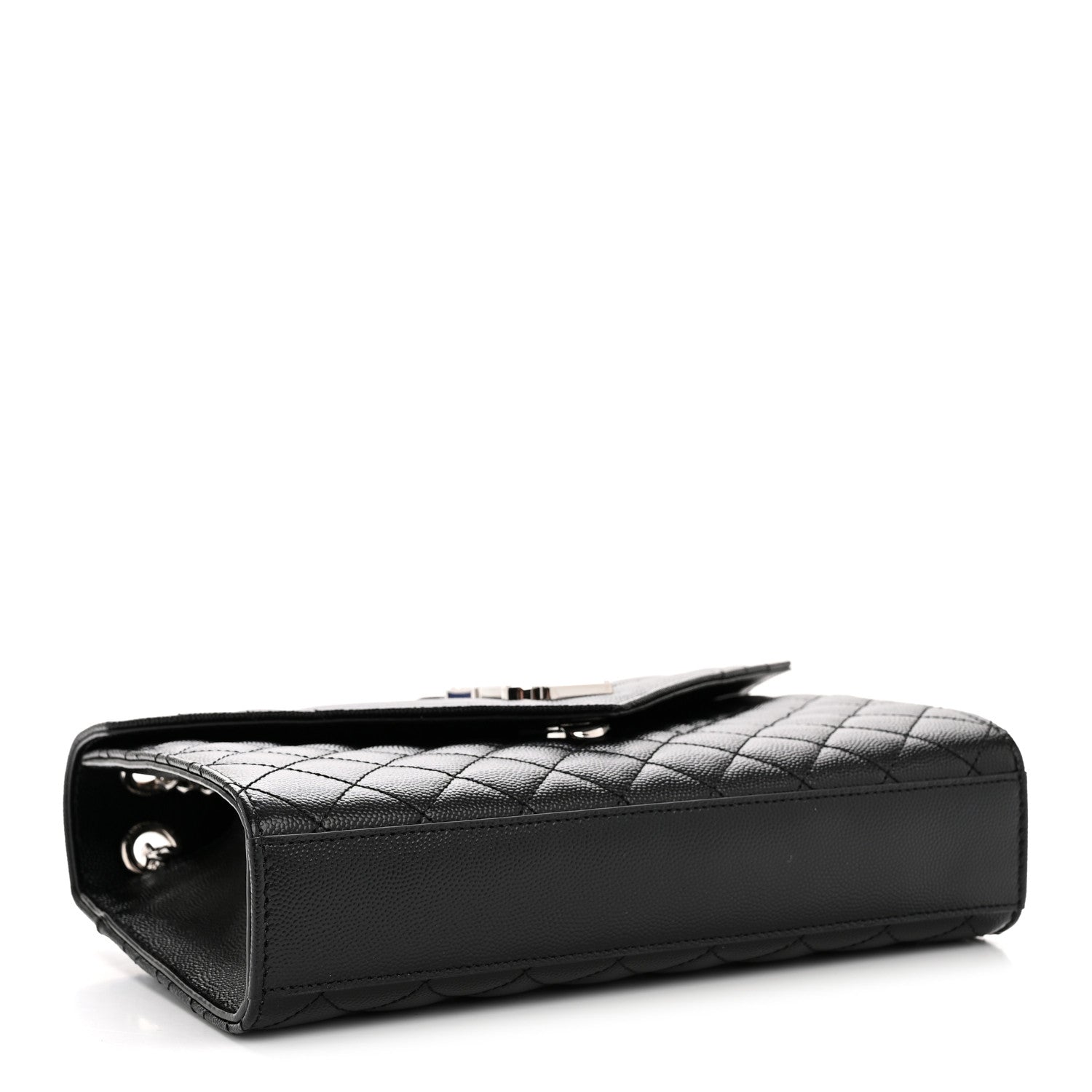 Saint Laurent Grain de Poudre Matelasse Triquilt Medium Satchel Black