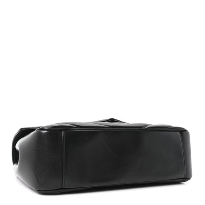Saint Laurent Lambskin Chevron Quilted Large Loulou Shoulder Bag Black