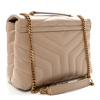 Calfskin Y Quilted Monogram Small Loulou Chain Satchel Dark Beige