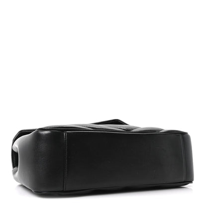 Saint Laurent Loulou Lambskin Chevron Quilted Medium Shoulder Bag Black