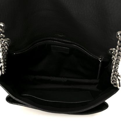 Saint Laurent Grained Lambskin Monogram Large Niki Chain Satchel Black