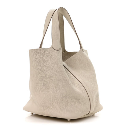 Taurillon Clemence Picotin Lock 22mm Tote Beton Ivory