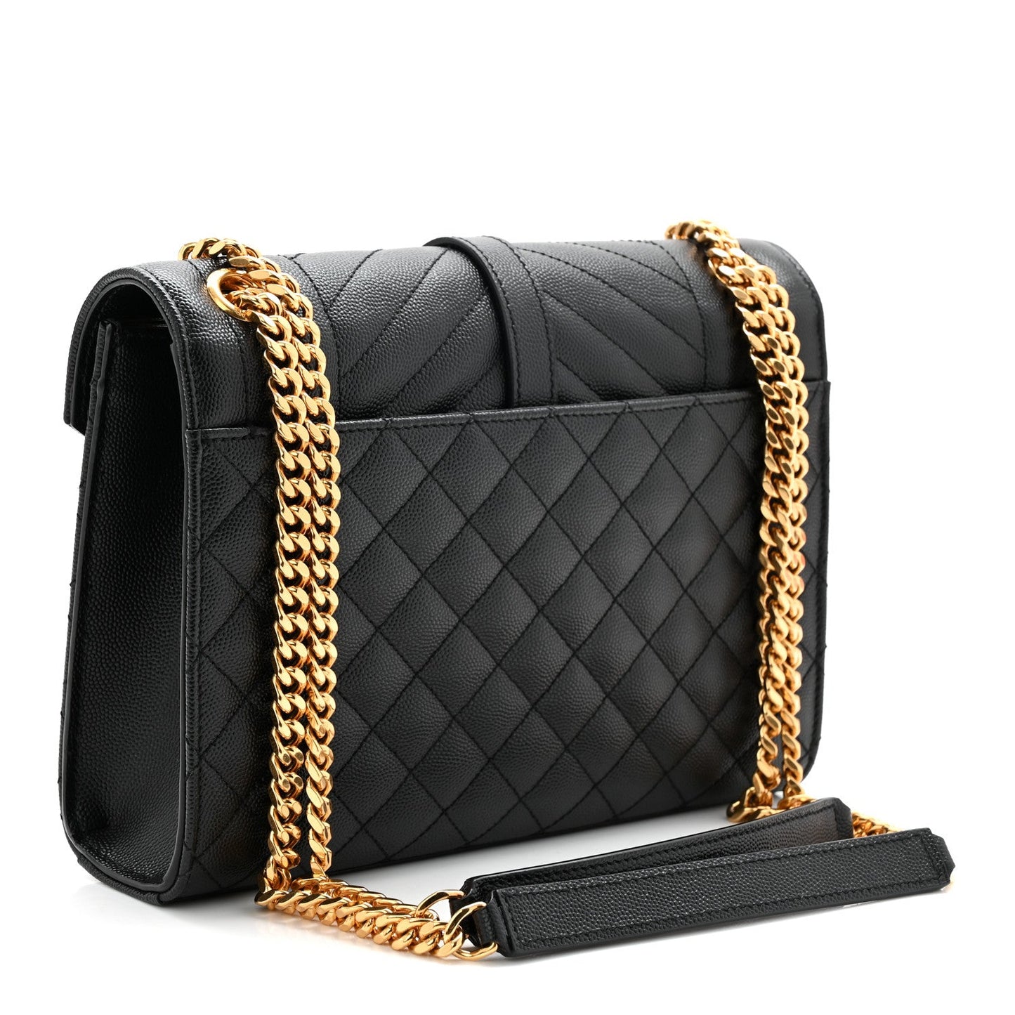 Saint Laurent Grain De Poudre Triquilt Medium Monogram Satchel Black