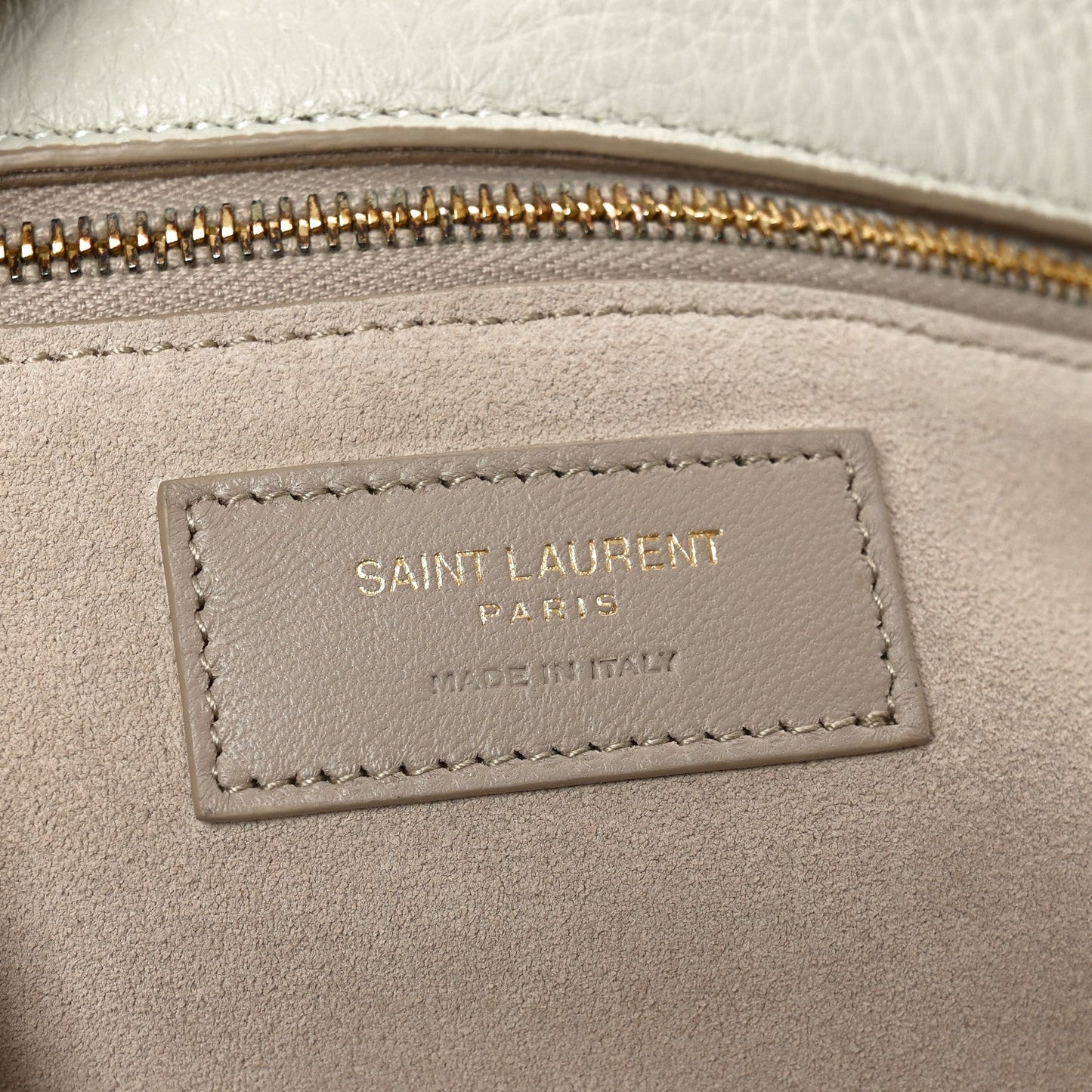 Saint Laurent Grained Deerskin Bea Tote Blanc Vintage