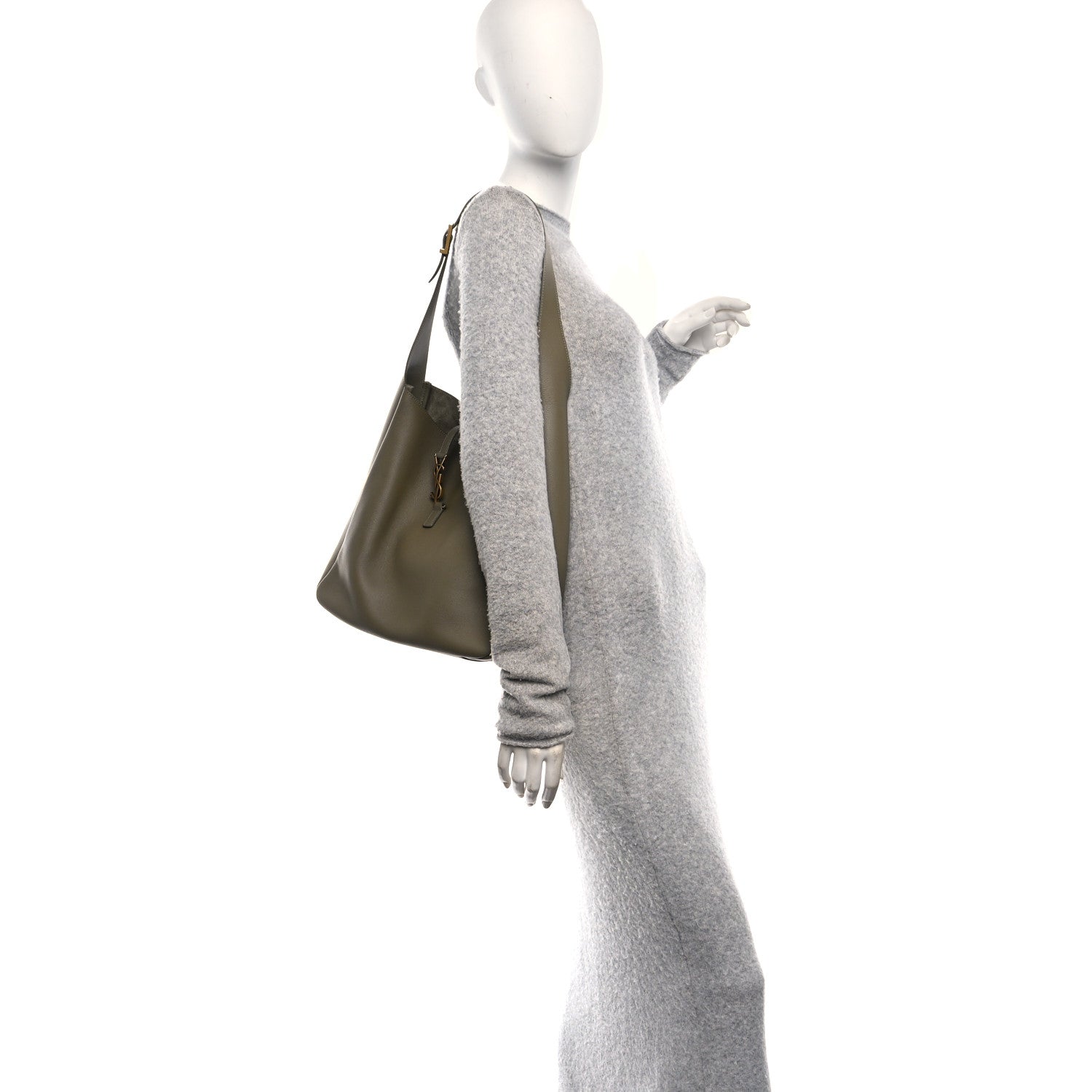 Saint Laurent Supple Calfskin Large Le 5 A 7 Soft Hobo Strong Moss