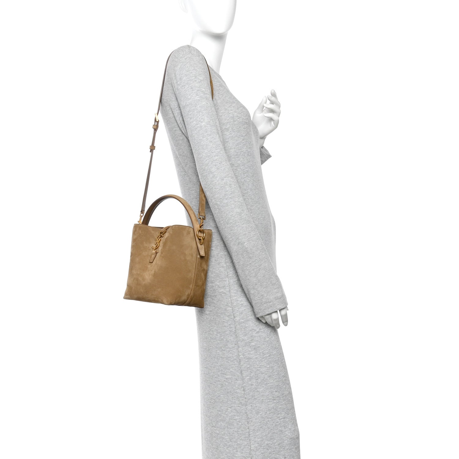 Saint Laurent Le 37 Small Suede Bucket Bag Golden Leaf