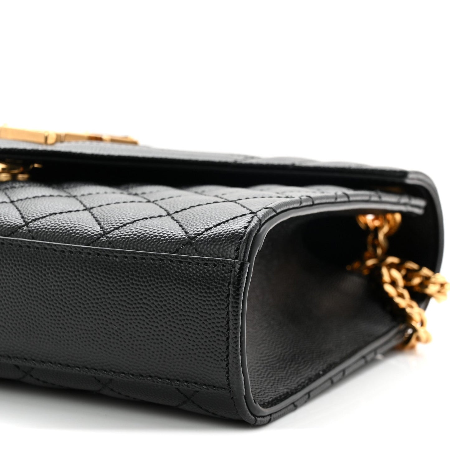 Saint Laurent Grain De Poudre Triquilt Medium Monogram Satchel Black