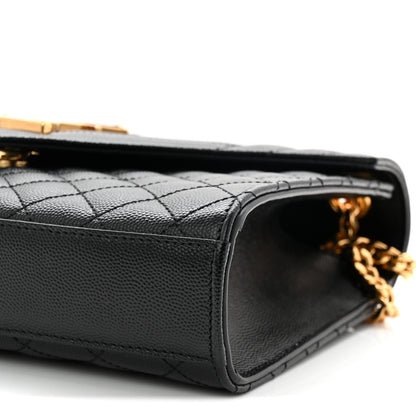 Saint Laurent Grain De Poudre Triquilt Medium Monogram Satchel Black
