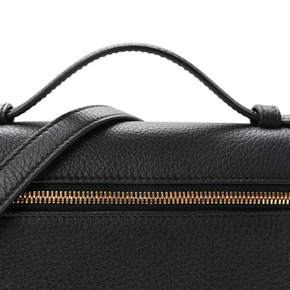 Loro Piana pouch top edge with black handle and gold-tone zipper