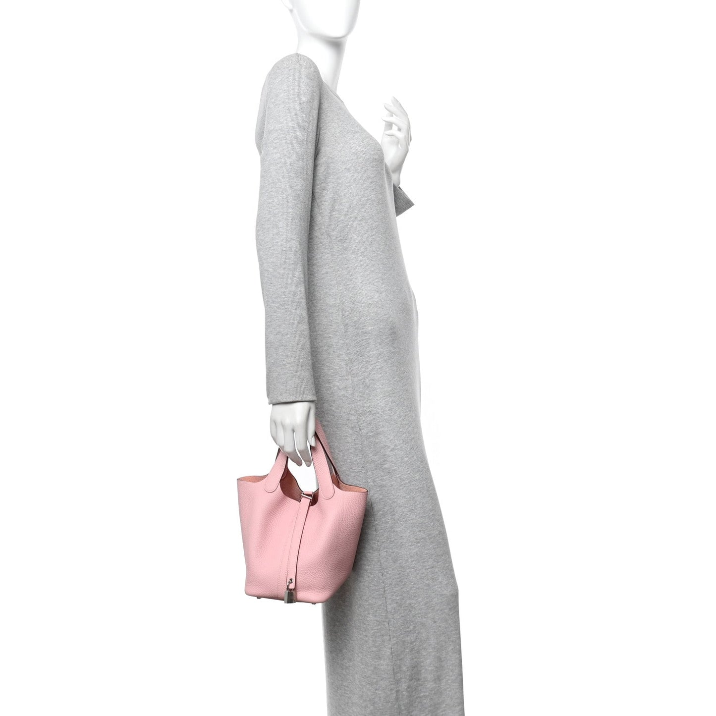 Taurillon Clemence Picotin Lock 18 PM Handbag Rose Sakura