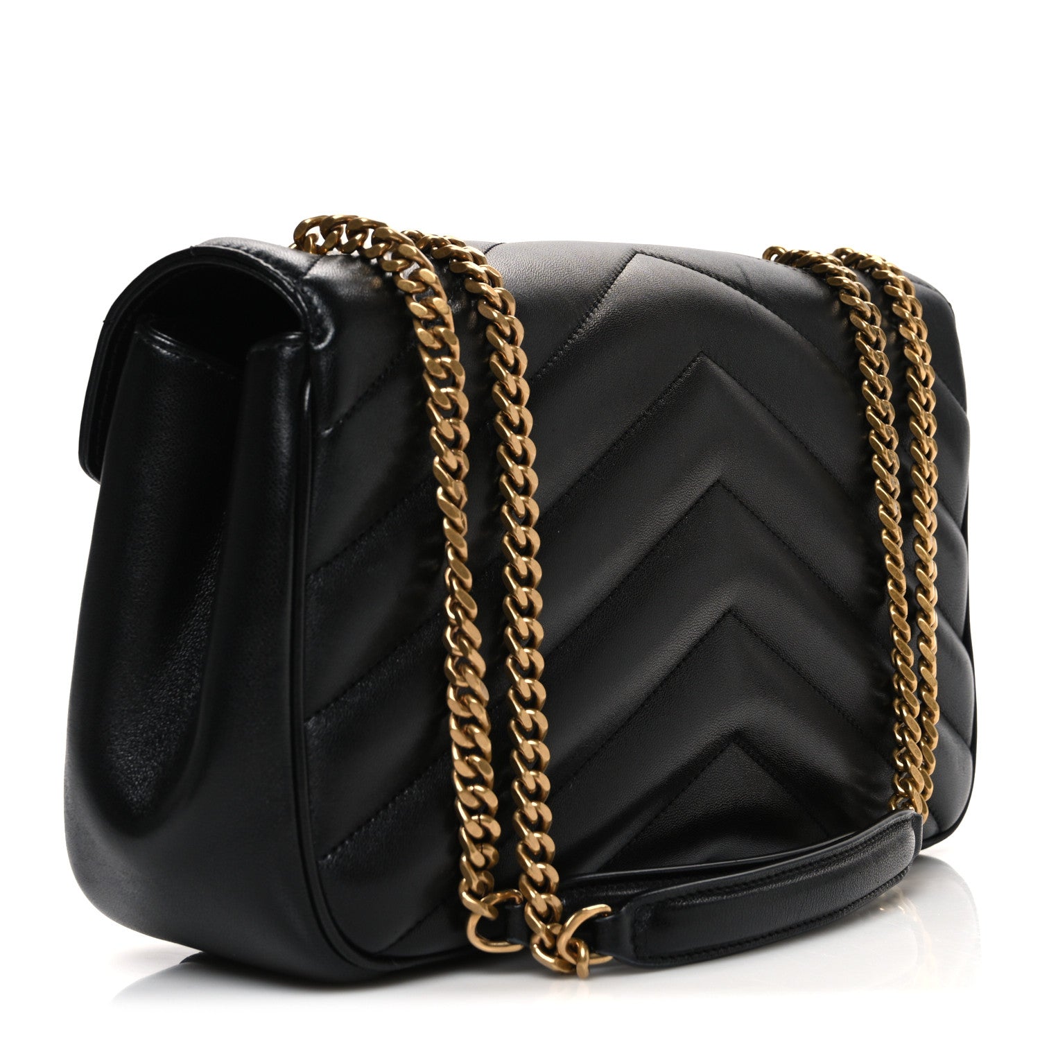 Saint Laurent Lambskin Chevron Quilted Medium Loulou Black