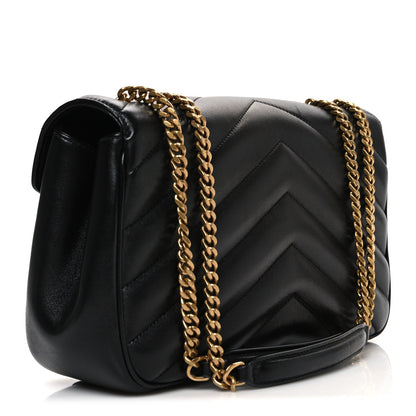 Saint Laurent Lambskin Chevron Quilted Medium Loulou Black