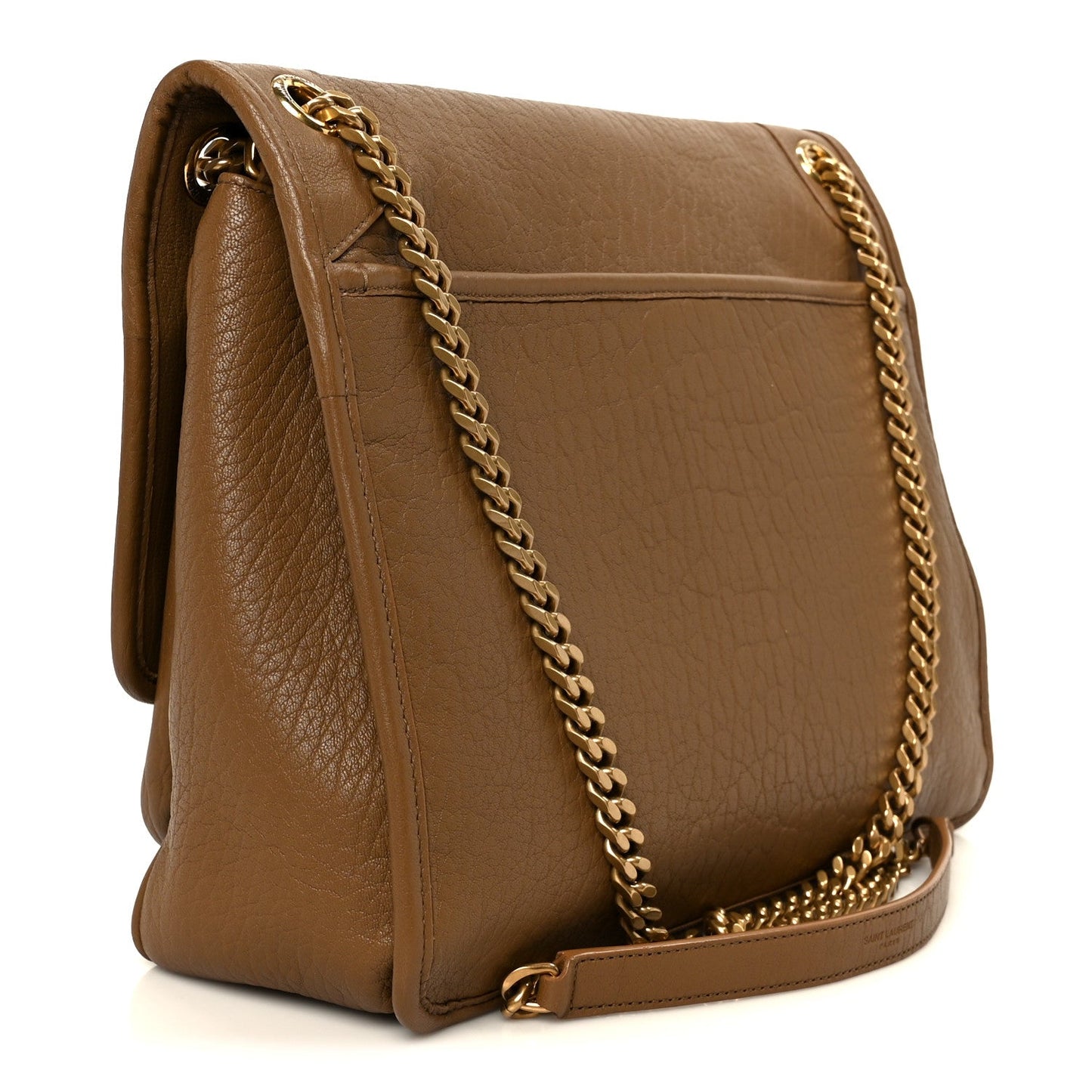 Saint Laurent Grained Lambskin Monogram Large Niki Chain Satchel Dark Cork
