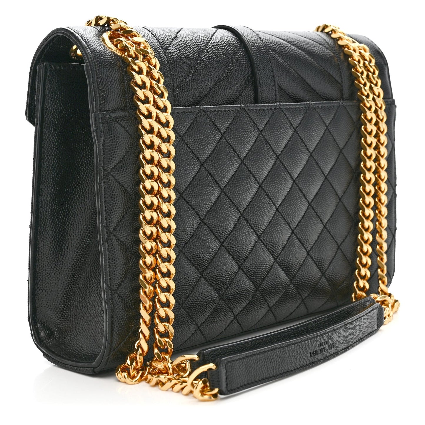 Saint Laurent Grain De Poudre Mixed Matelasse Triquilt Medium Monogram Satchel Black