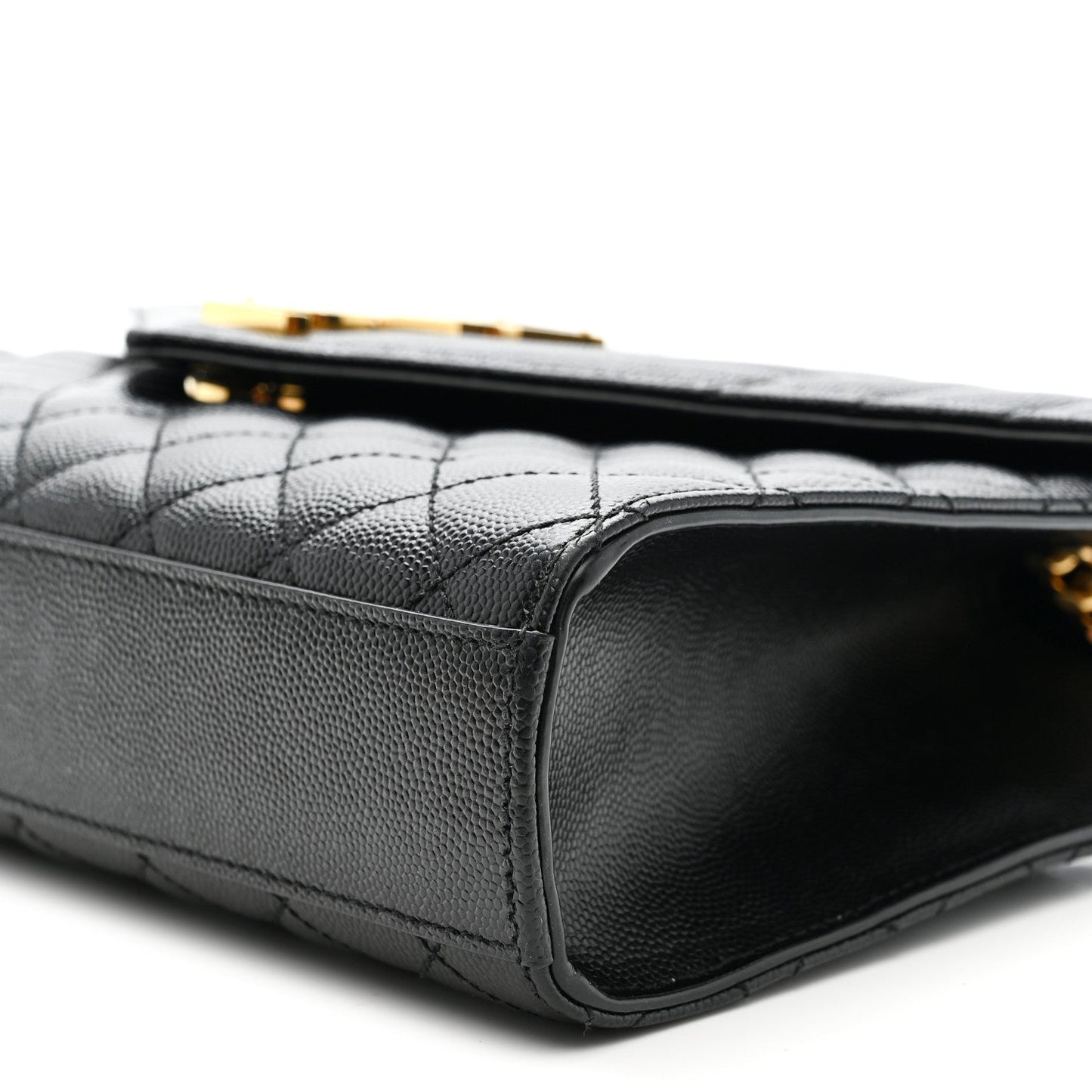 Saint Laurent Grain De Poudre Mixed Matelasse Triquilt Medium Monogram Satchel Black