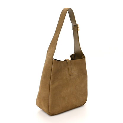 Saint Laurent Suede Lizard Embossed Small Le 5 A 7 Soft Hobo Dark Pistachio