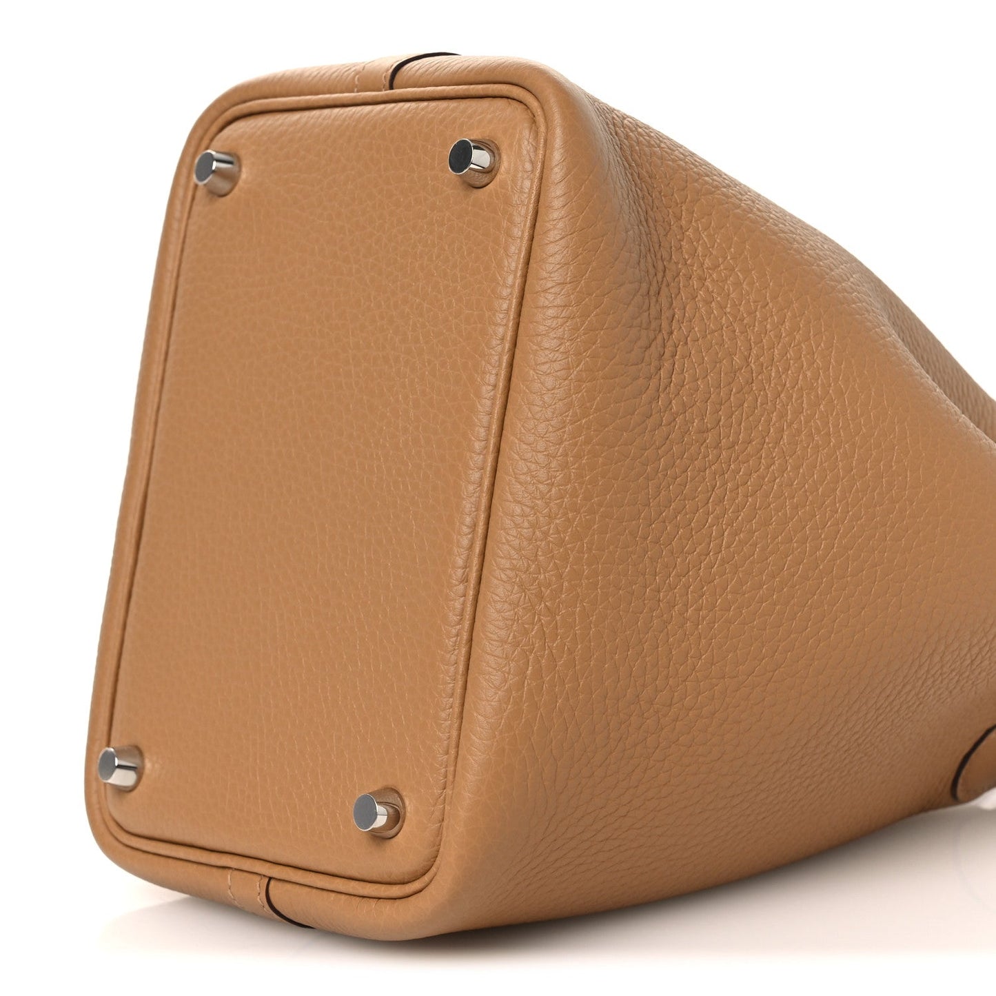 Picotin Lock 18 PM Bucket Bag Textured Calfskin Leather Biscuit