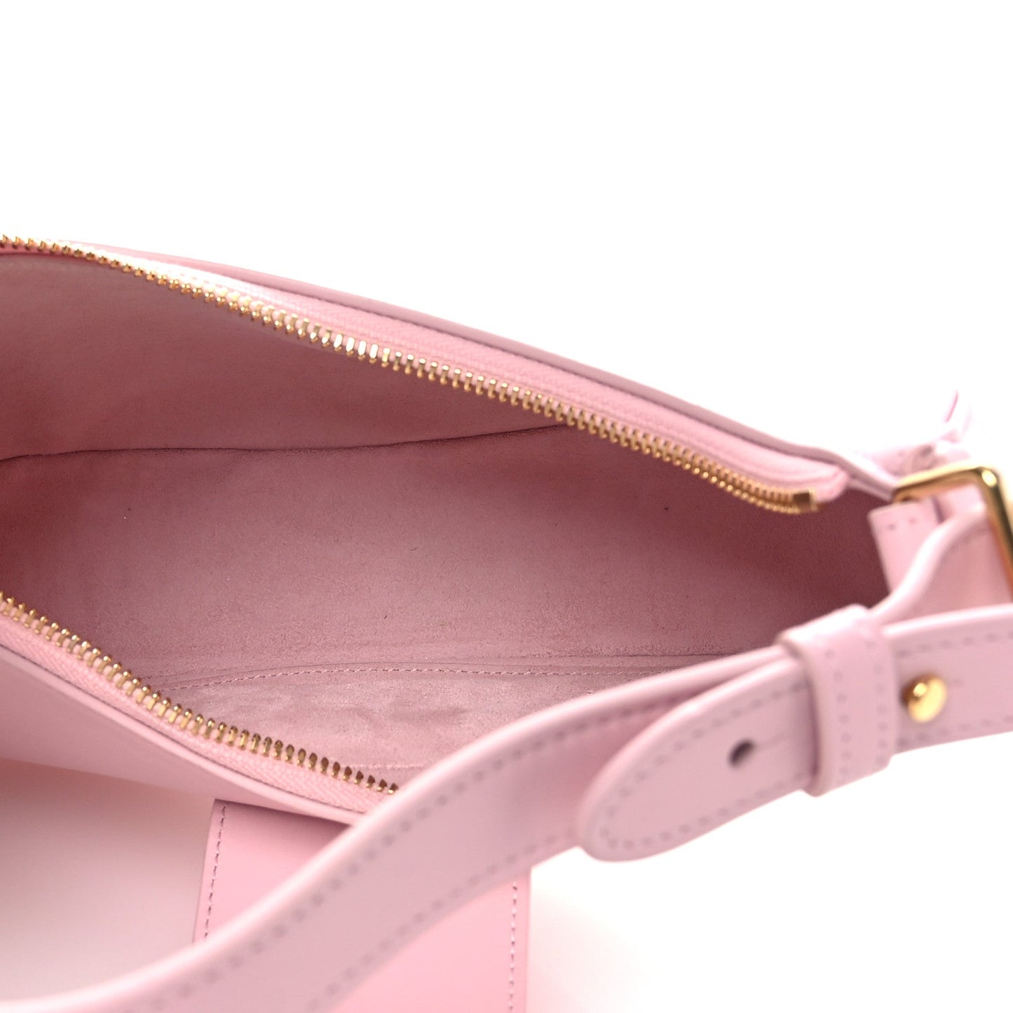 Celine smooth calfskin Ava shoulder bag interior with zipper opening and pink strap