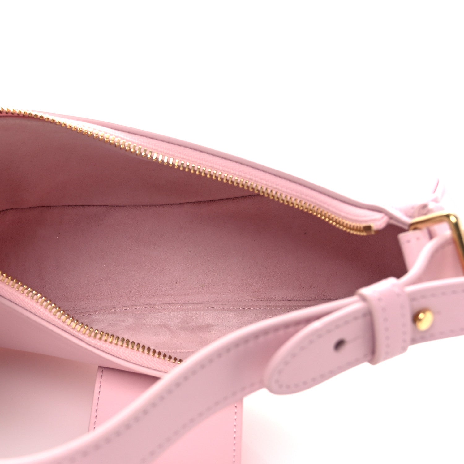 Celine smooth calfskin Ava shoulder bag interior with zipper opening and pink strap