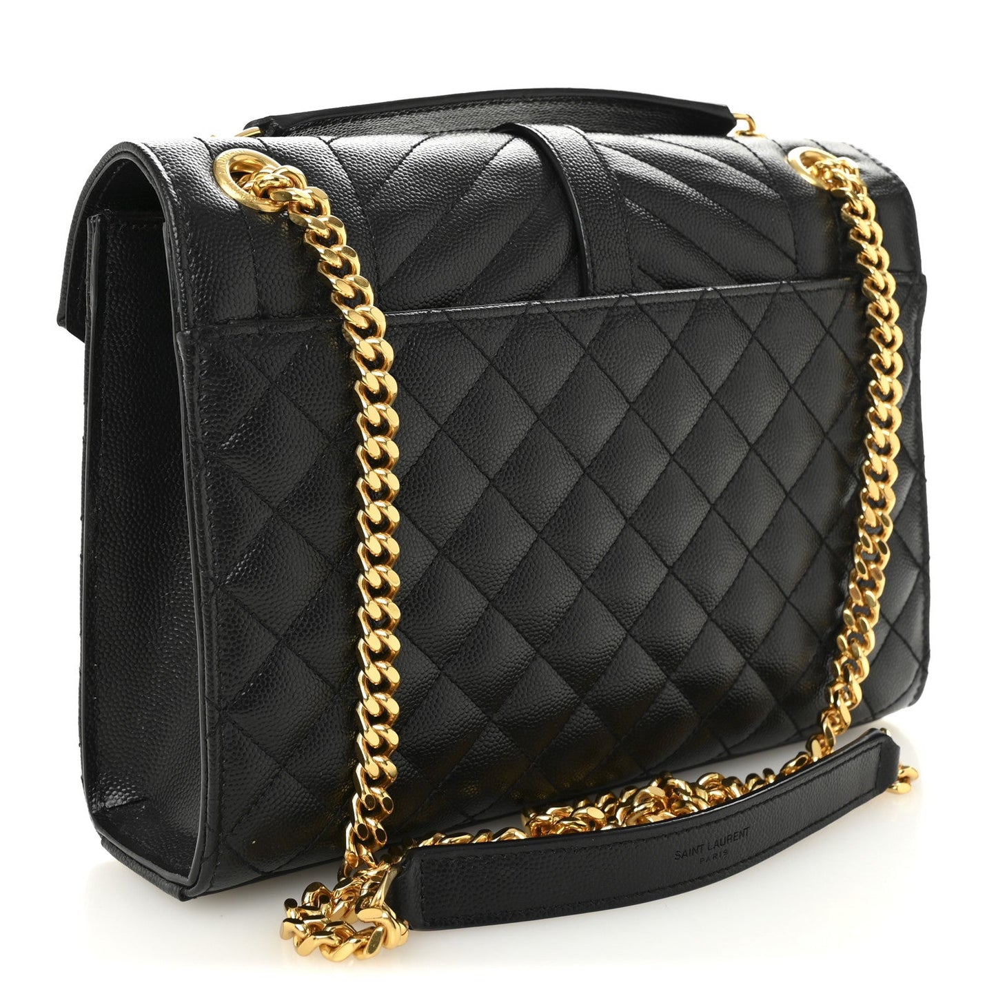 Saint Laurent Grain De Poudre Matelasse Triquilt Medium Monogram Satchel Black