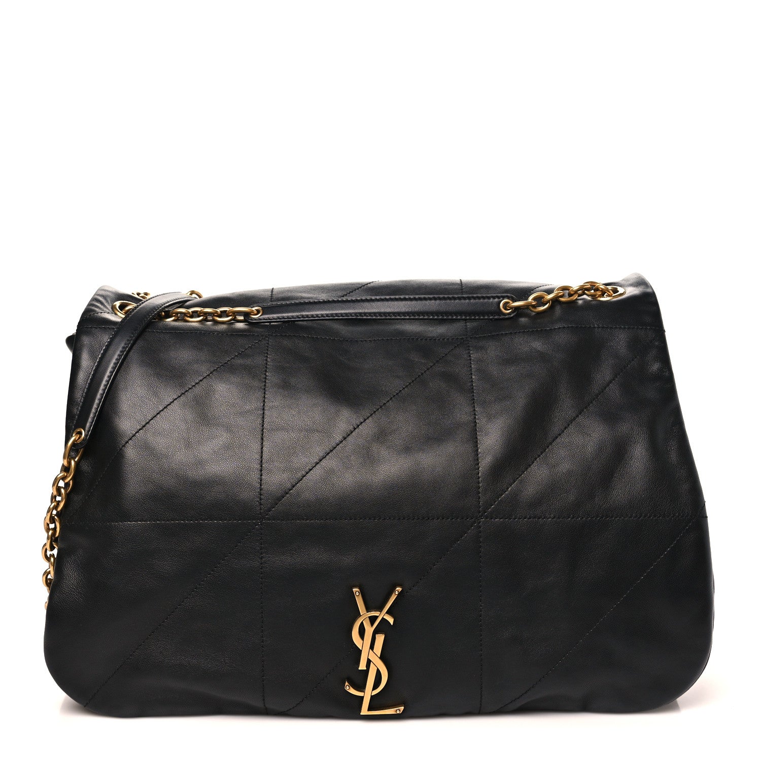 Saint Laurent Lambskin Matelasse Monogram Large Shoulder Bag Black
