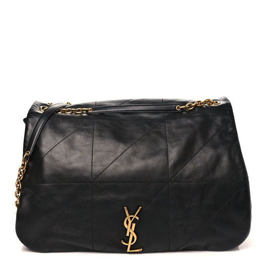 Saint Laurent Lambskin Matelasse Monogram Large Shoulder Bag Black